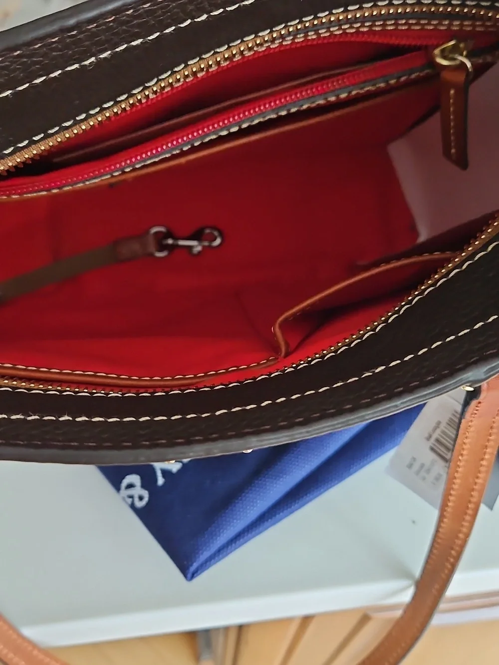Dooney & Bourke Chocolate Pebble Leather Small Lexington Bag - Picture 4 of 11